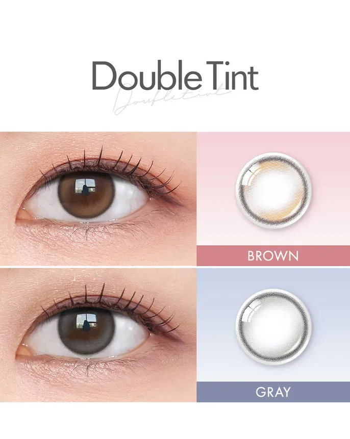 OLENS Double Tint Gray 產品參數表 - 詳細列出直徑、含水量及 PUSCON 材質優點