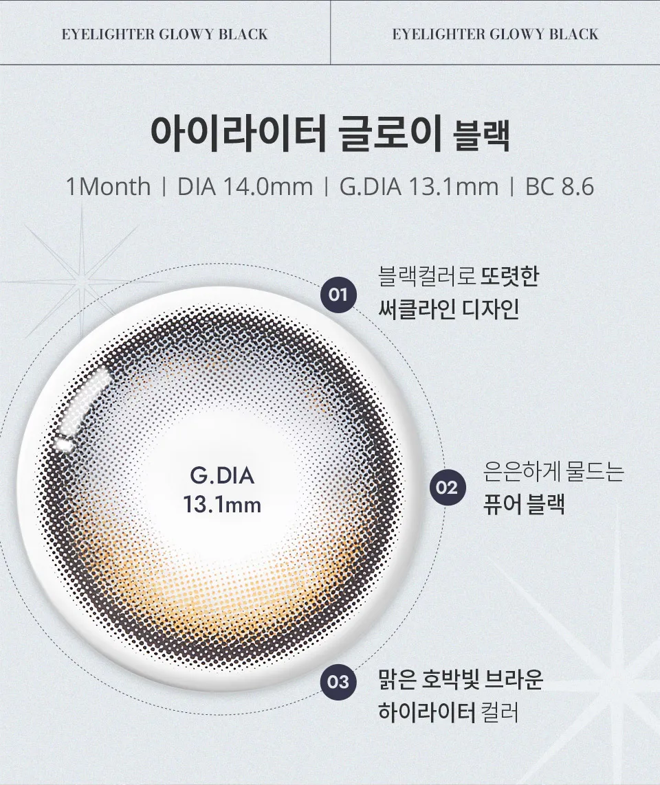 Olens Eyelighter Glowy Black 13.1mm 著色直徑細節