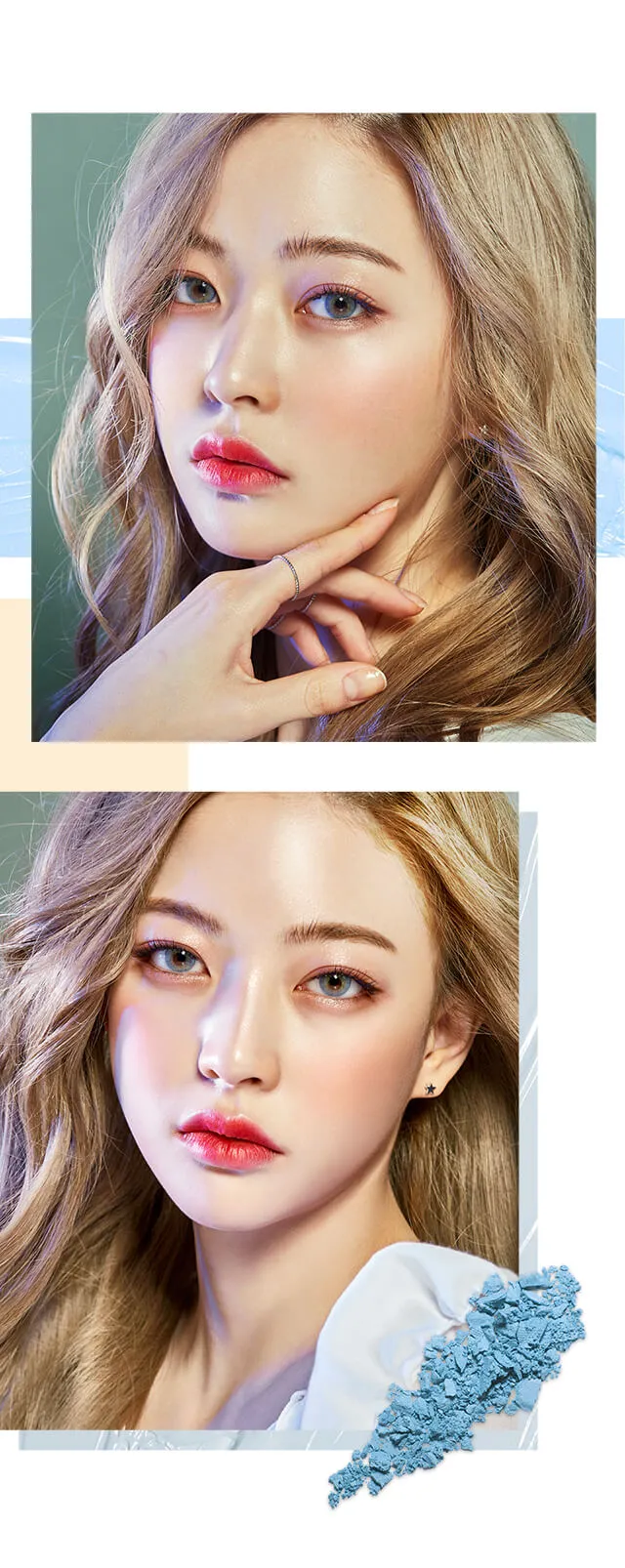 OLENS Russian Velvet Blue 實戴對比 - 展示其卓越的深瞳提亮效果與夢幻氛圍