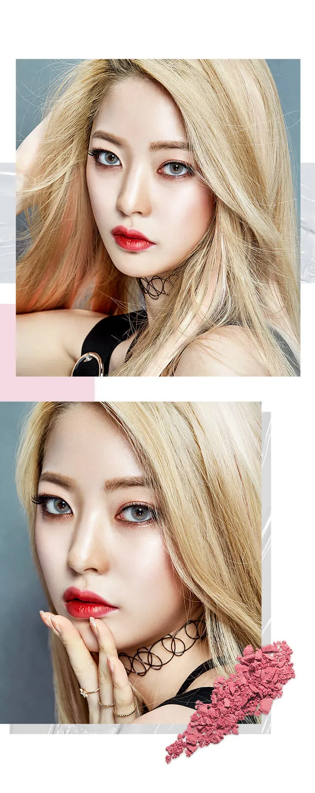 OLENS Russian Velvet Gray 全臉配戴對比 - 呈現極致顯色的歐美辣妹妝效