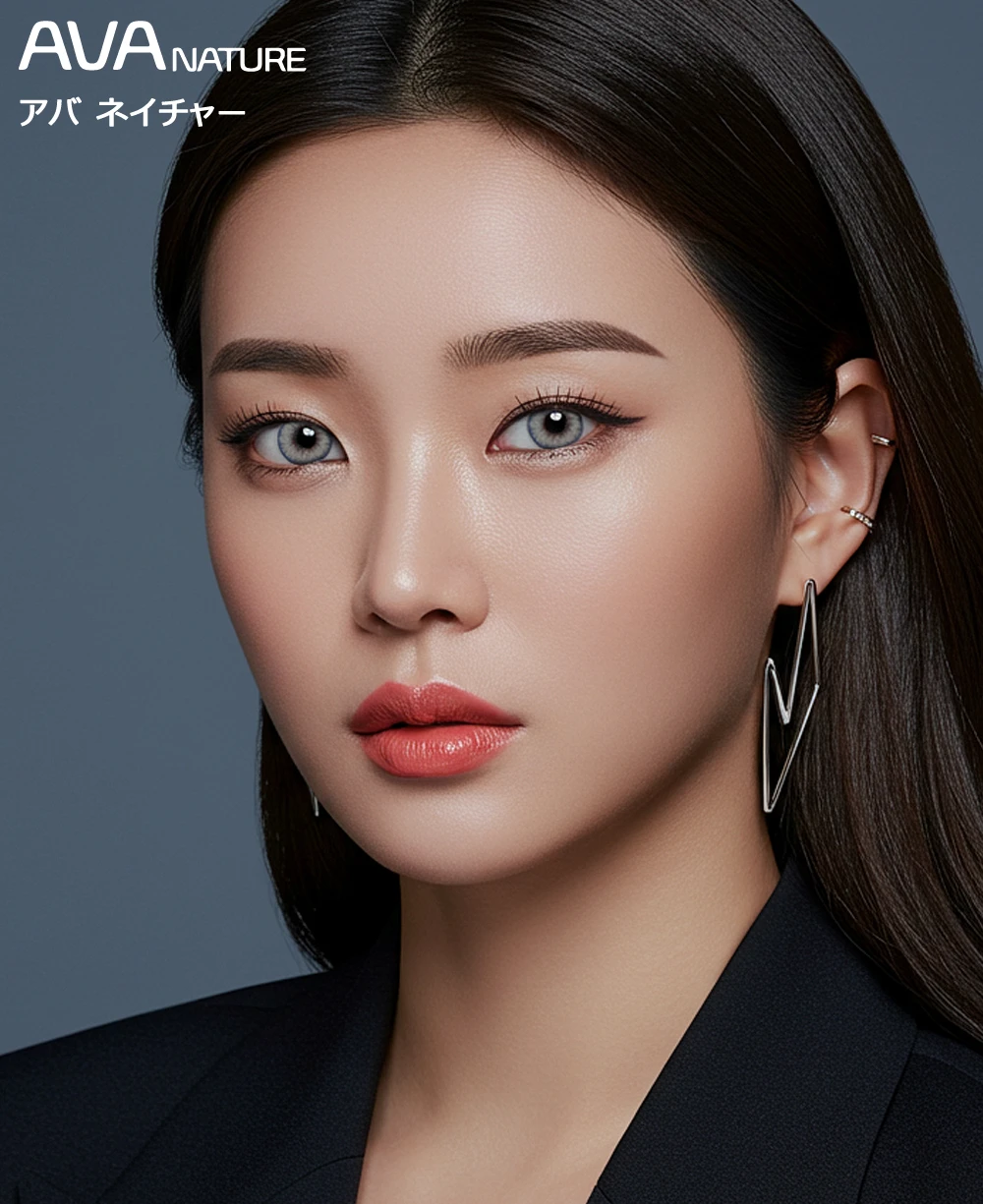 AVA NATURE 靛藍灰 散光彩色隱形眼鏡 實戴效果圖