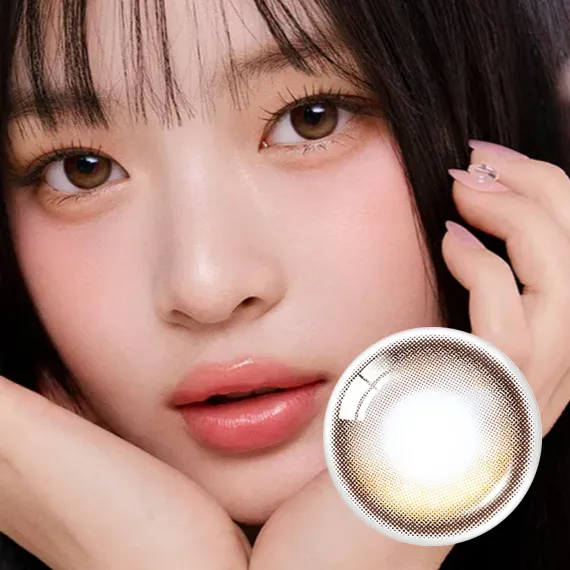 OLENS-Glowy-Brown-經典棕色日拋-NewJeans成員實戴水光效果展示