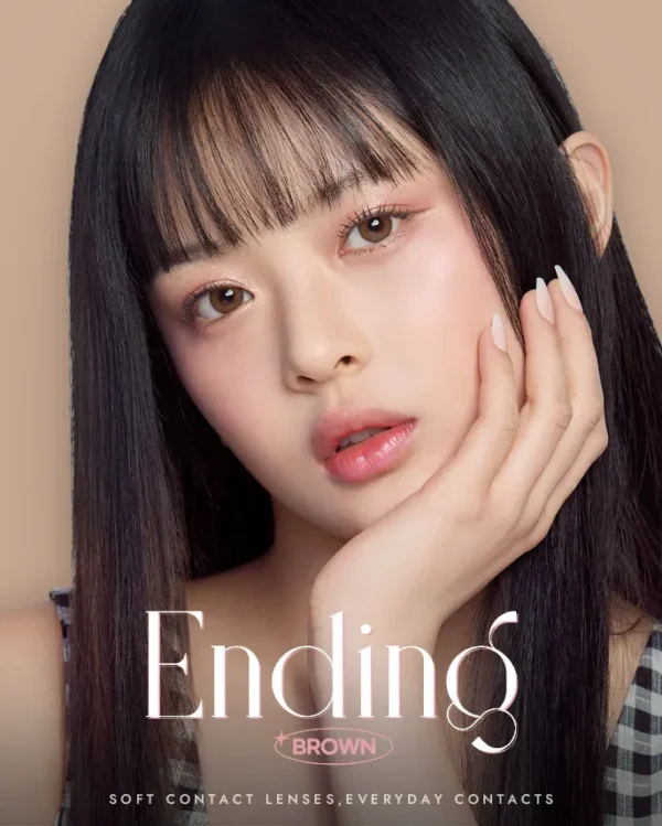 OLENS-Ending-Brown-日拋規格細節-高含水舒適材質與瞳孔融合效果展示