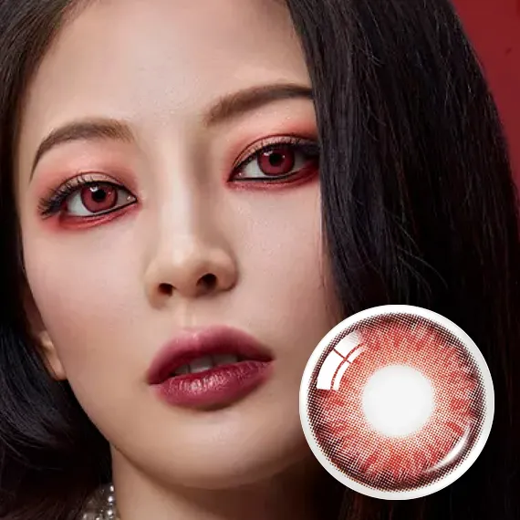 OLENS-Vampire-Red-月拋實戴圖-紅色美瞳高度顯色覆蓋黑眼珠效果