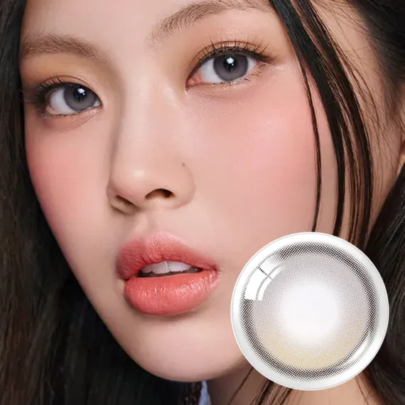 OLENS Muse Shine Gray 鏡片紋理特寫：細緻銀灰色與放射狀高光交織，呈現立體清透水光感。