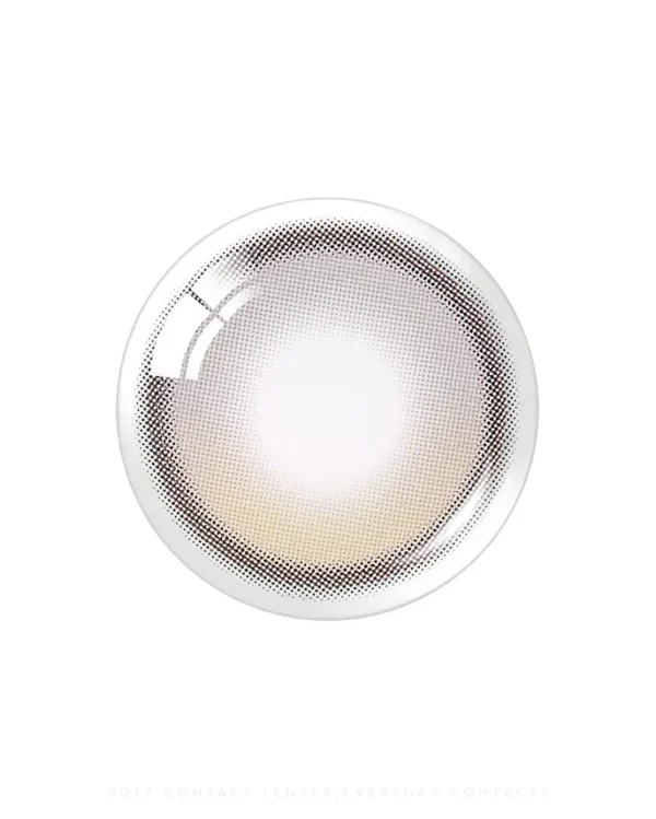 OLENS Muse Shine Gray 月拋細節：三色漸層設計搭配柔和外圈，打造精緻且具神采的娃娃眼效果。